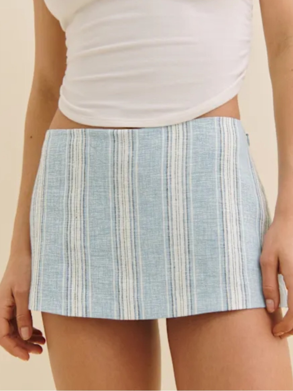 Reformation Mia Low Waist Linen Skort Blue - Size 2